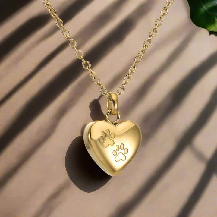 Collar conmemorativo para mascotas - Colgante de corazón con grabado de huella