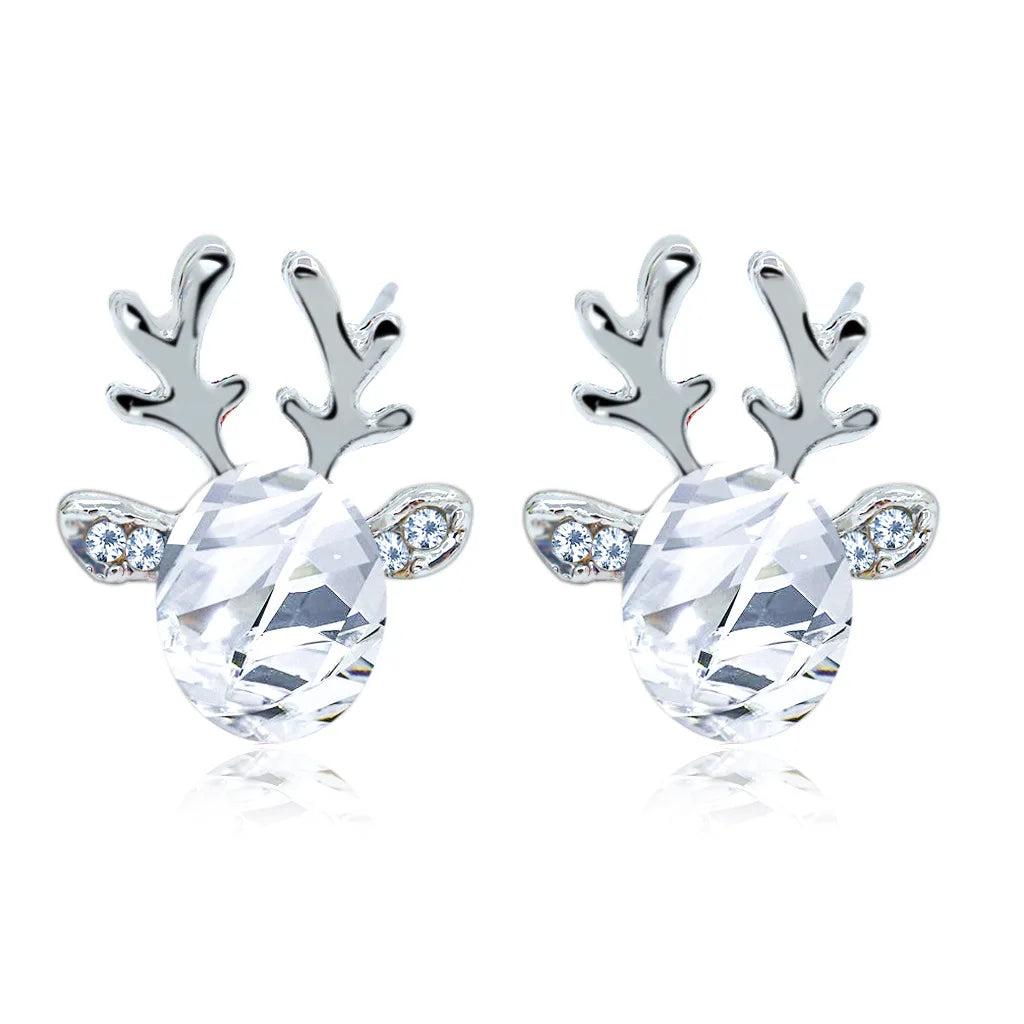 Pendientes festivos de cristal en forma de reno