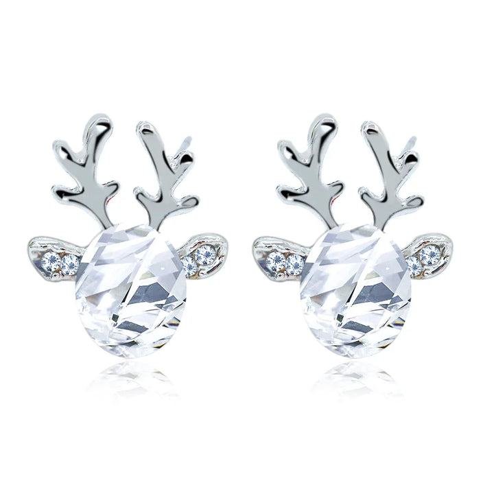 Pendientes festivos de cristal en forma de reno