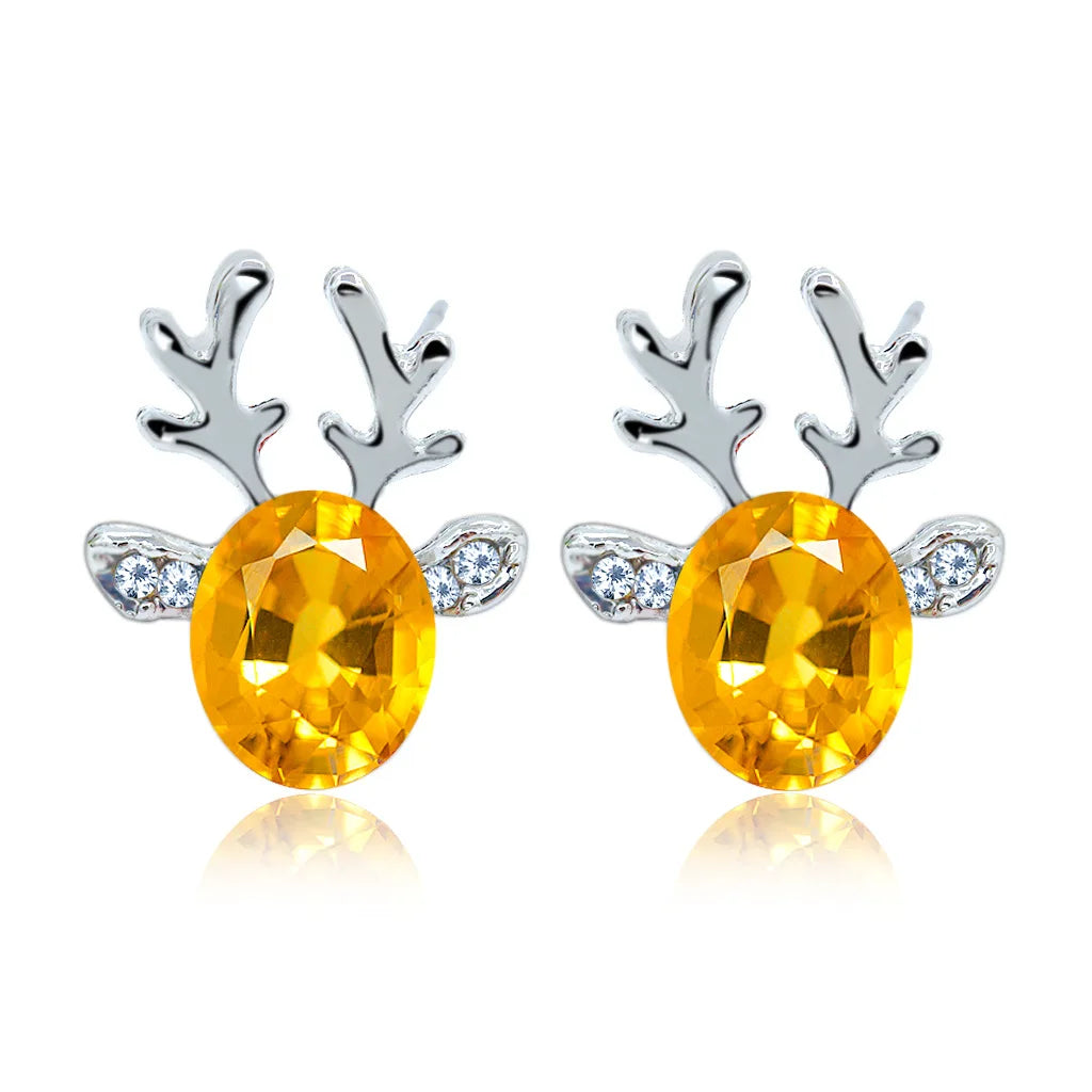 Pendientes festivos de cristal en forma de reno