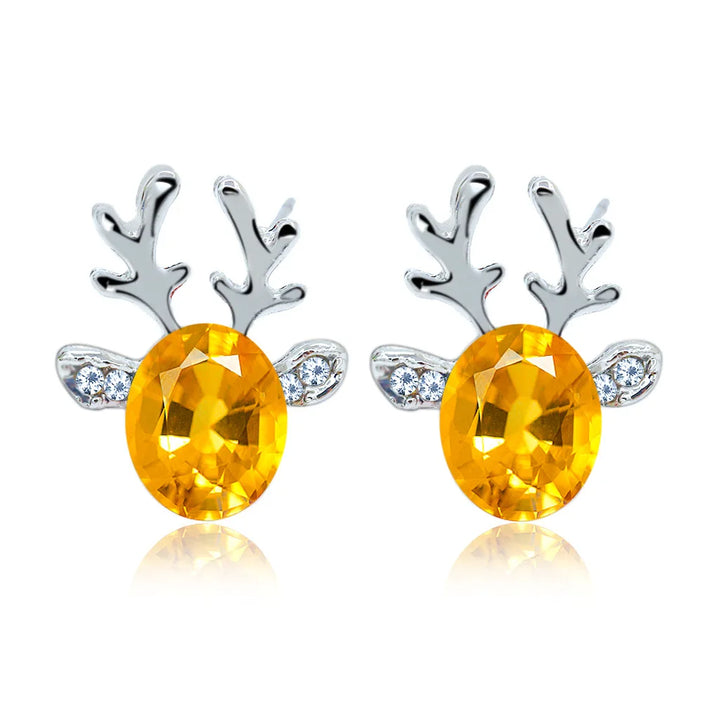 Pendientes festivos de cristal en forma de reno