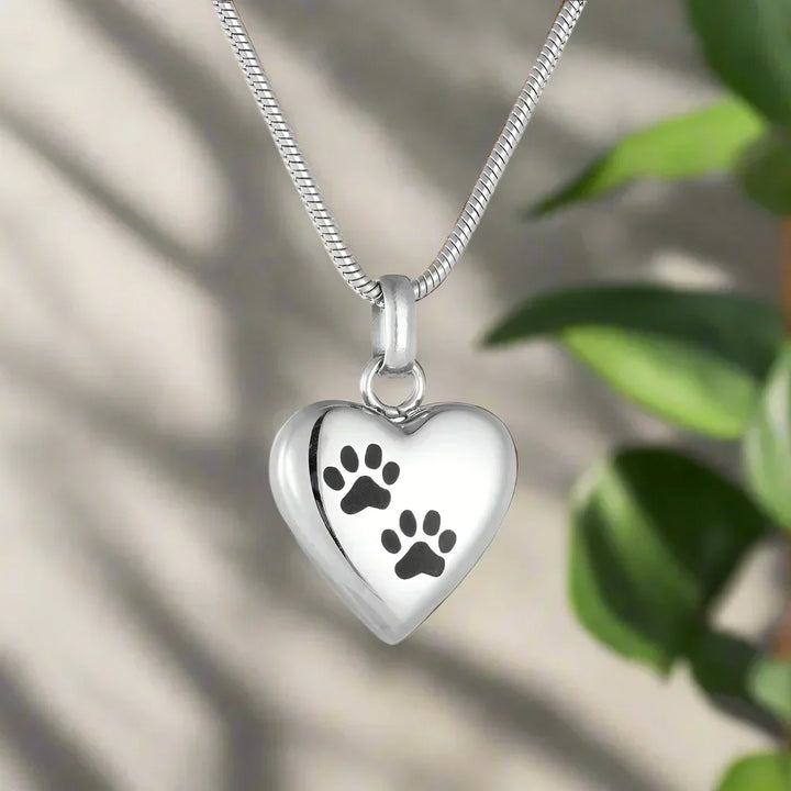 Collar conmemorativo para mascotas - Colgante de corazón con grabado de huella