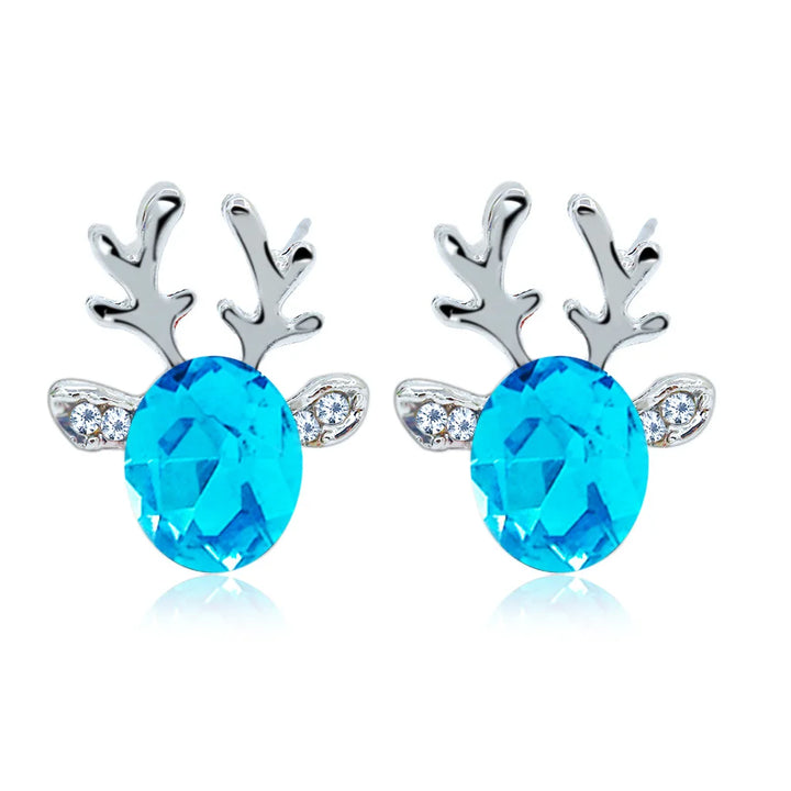 Pendientes festivos de cristal en forma de reno