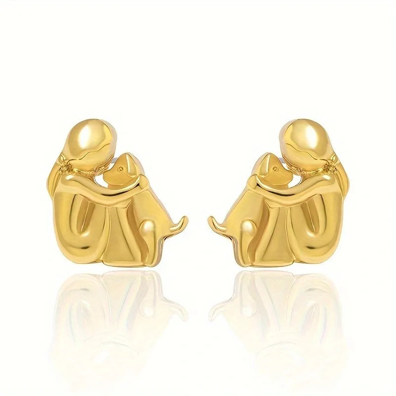 Pendientes Huggies bicolor plata y oro