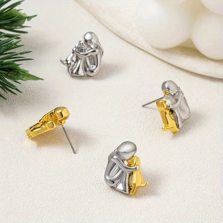 Pendientes Huggies bicolor plata y oro