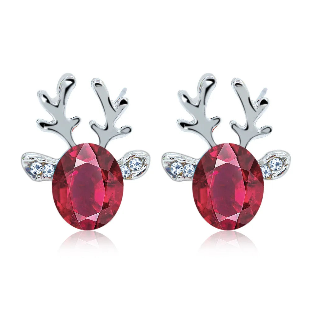 Pendientes festivos de cristal en forma de reno
