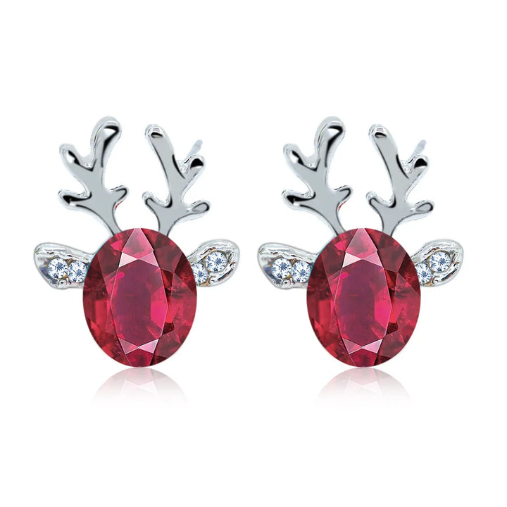 Pendientes festivos de cristal en forma de reno