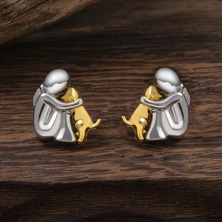 Pendientes Huggies bicolor plata y oro