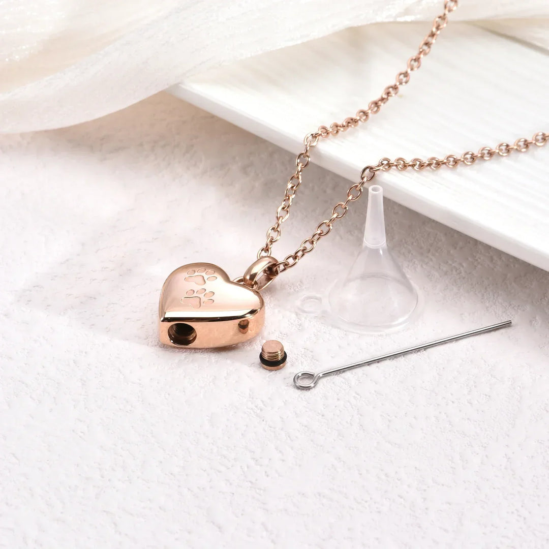 Collar conmemorativo para mascotas - Colgante de corazón con grabado de huella