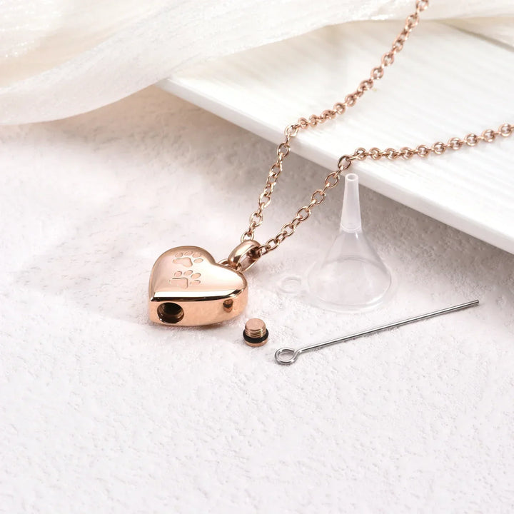 Collar conmemorativo para mascotas - Colgante de corazón con grabado de huella