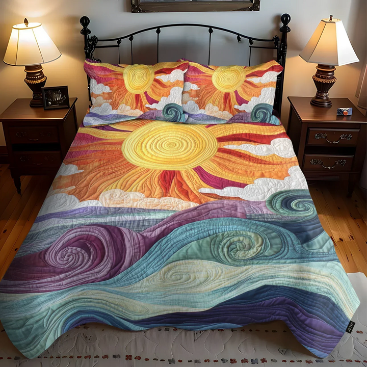 Juego de ropa de cama acolchada de 3 piezas - Encanto Solar