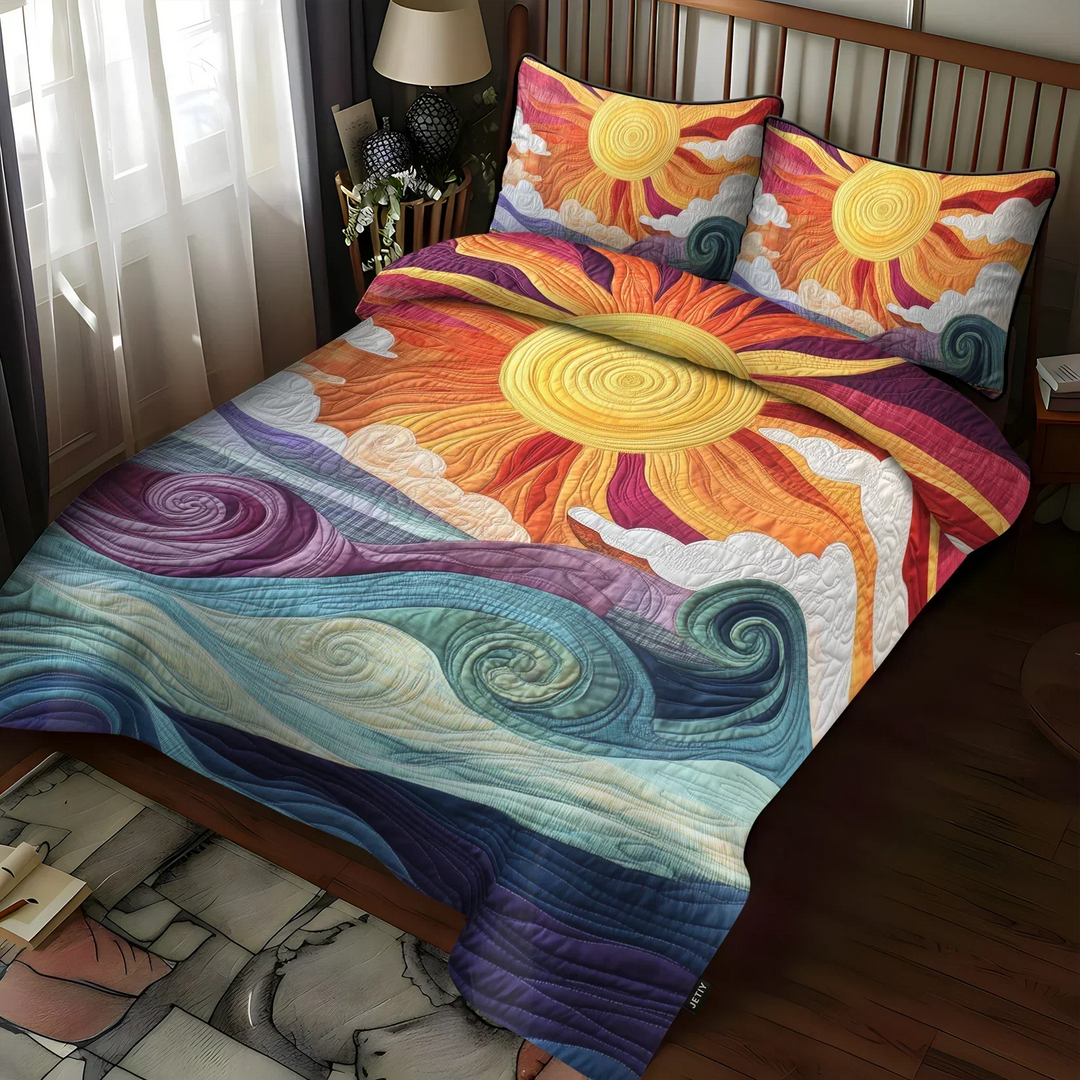 Juego de ropa de cama acolchada de 3 piezas - Encanto Solar