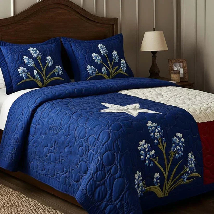 Juego de ropa de cama acolchada de 3 piezas - Orgullo de Texas