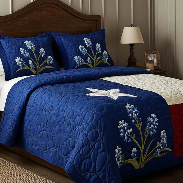 Juego de ropa de cama acolchada de 3 piezas - Orgullo de Texas
