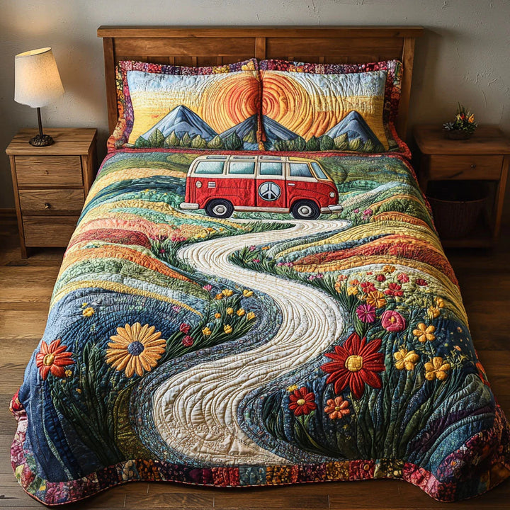 Juego de ropa de cama acolchada de 3 piezas - Viaje Vintage