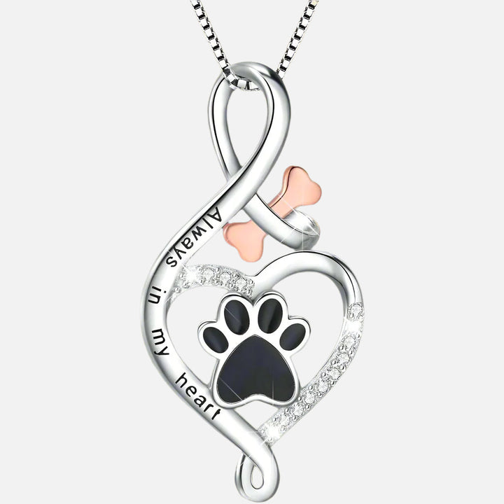 Collar de la suerte con colgantes de corazón, hueso e infinito