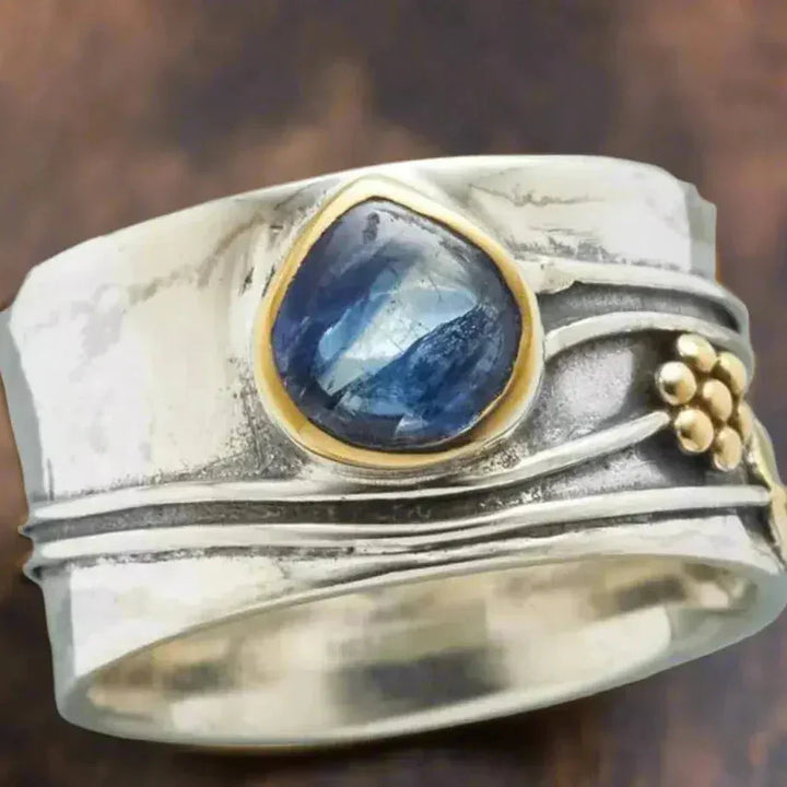 Anillo bohemio de meditación con piedra preciosa