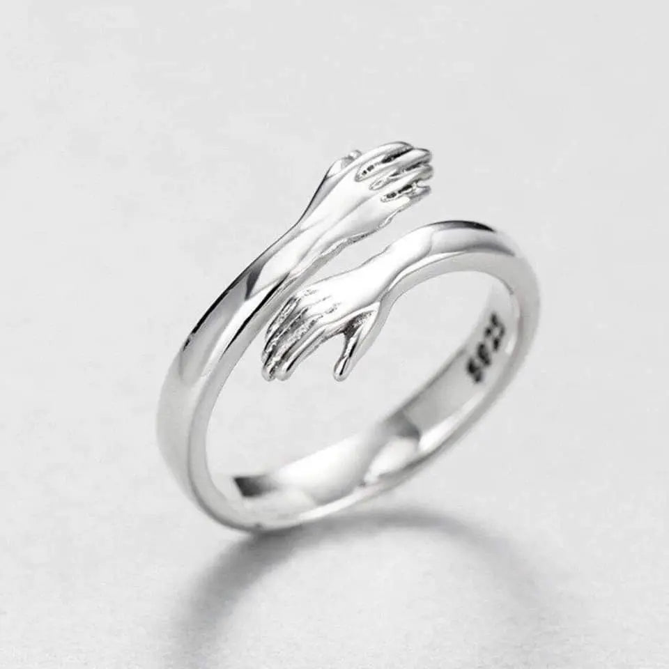 Anillo ajustable de plata estilo Abrazo