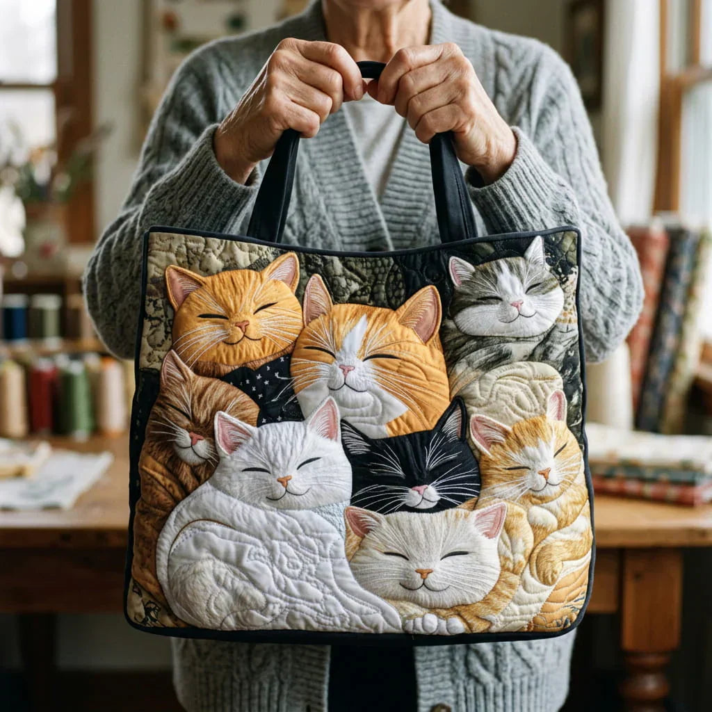 Bolso artesanal acolchado - Gatitos Dormidos