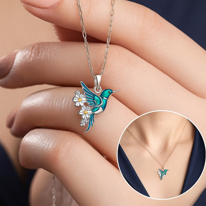 Espléndido collar colibrí con pendientes a juego