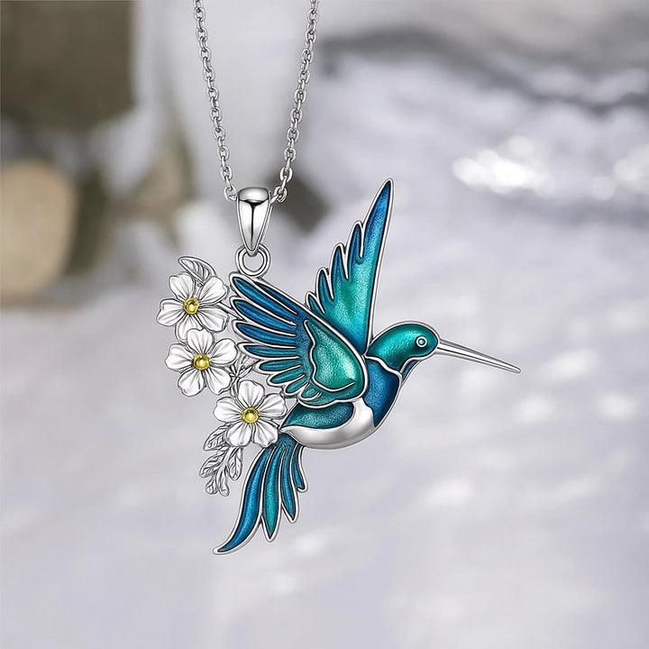 Espléndido collar colibrí con pendientes a juego