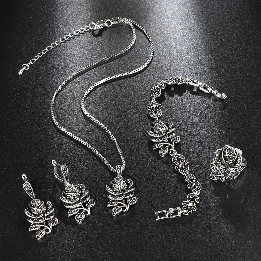 Elegante set de plata y circón