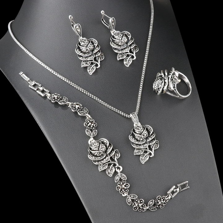 Elegante set de plata y circón