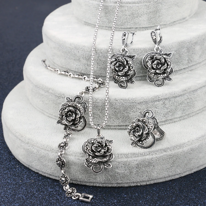 Elegante set de plata con circón