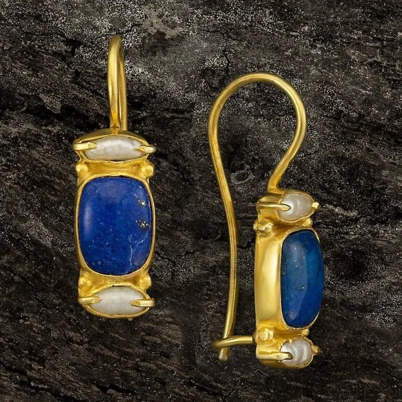 Pendientes vintage azul y oro