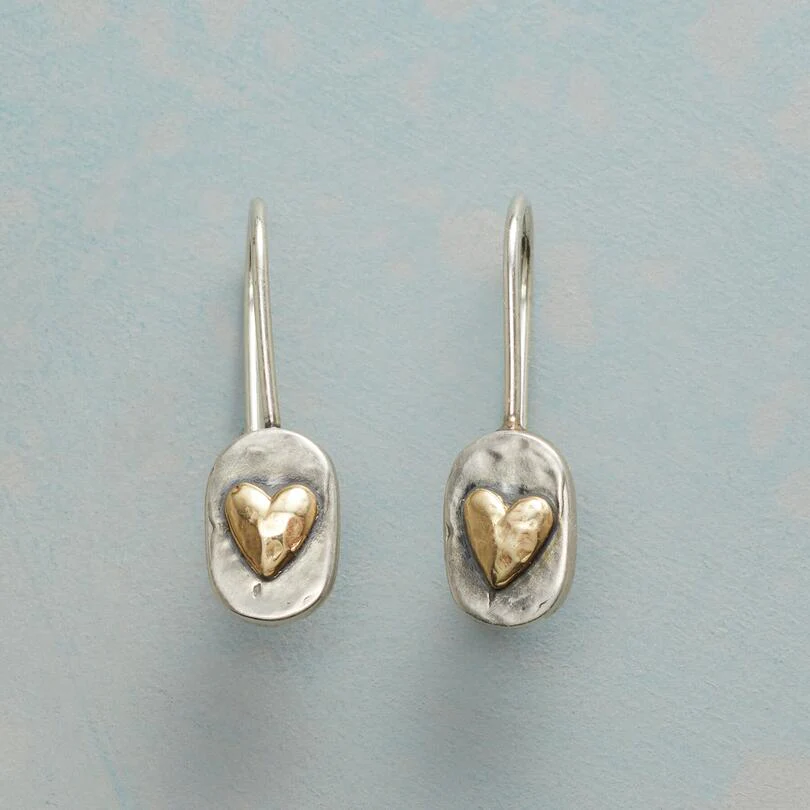 Pendientes de corazón de plata y oro