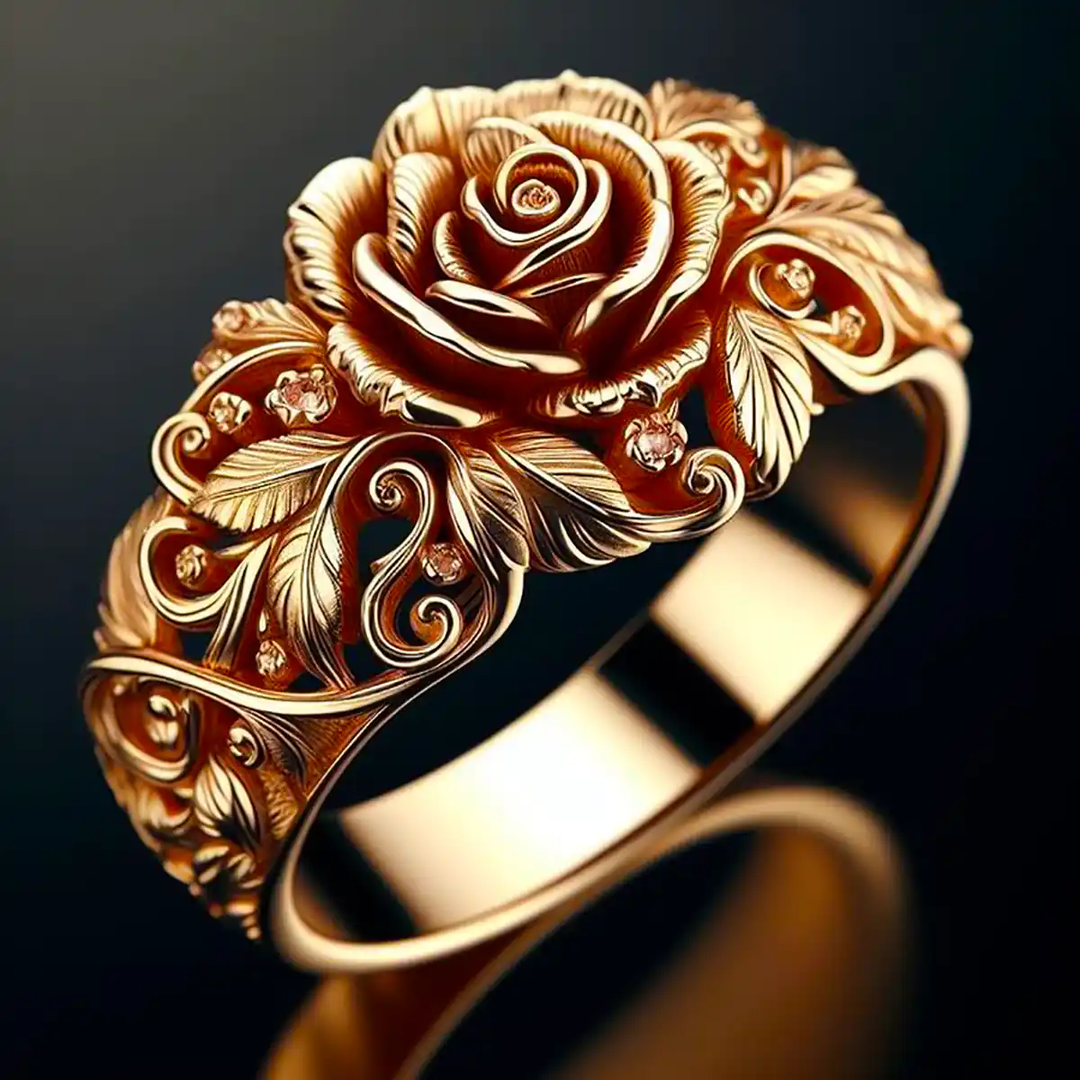 Anillo flor dorada