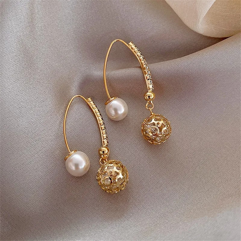Gotas vintage de oro y perla - Pendientes