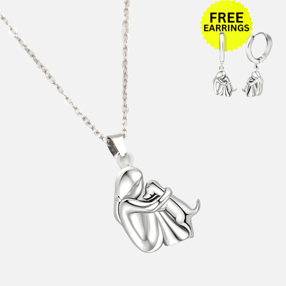 Collar colgante 'Abrazo' con pendientes a juego