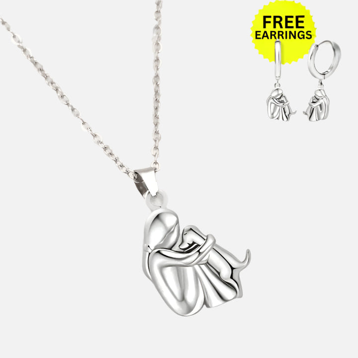 Collar colgante 'Abrazo' con pendientes a juego