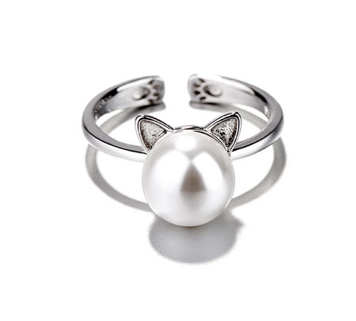 Espléndido set de collar con perla ojo de gato, con pendientes y anillo a juego