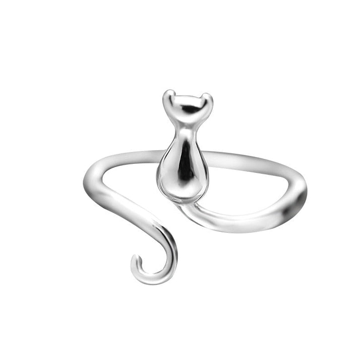 Encantador anillo de acero inoxidable con diseño de gato